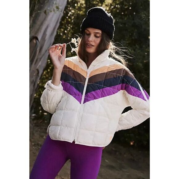Free People Movement x Hatch Printed Puffer Jacket Packable Coat Small NWT $248 - Picture 1 of 12